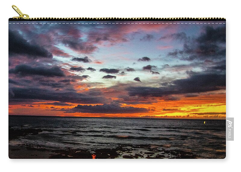 Sunset Zip Pouch featuring the photograph Hawaii Sun Set A by Phyllis Spoor