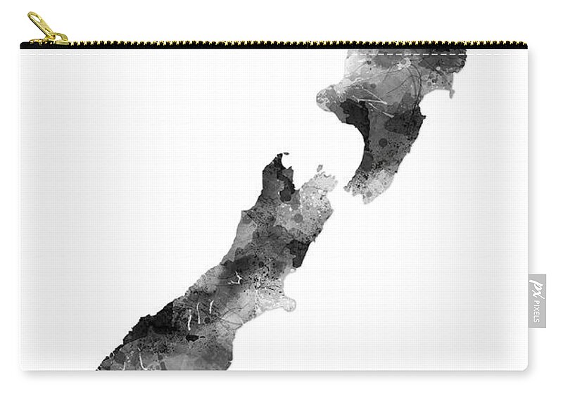 New Zealand Art Zip Pouch featuring the digital art New Zealand Map #2 by Marlene Watson
