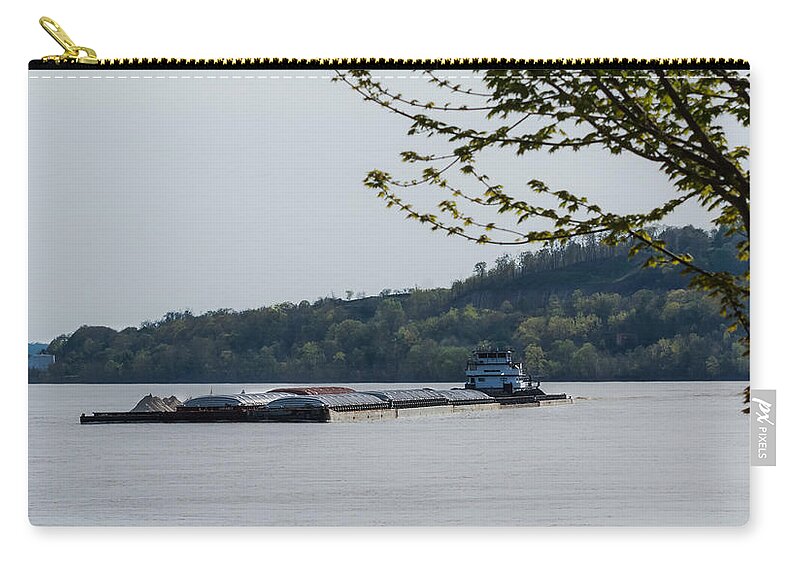 River Zip Pouch featuring the photograph Ohio River Barge by Holden The Moment