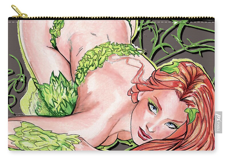 Poison Zip Pouch featuring the drawing Poison Ivy #2 by Bill Richards