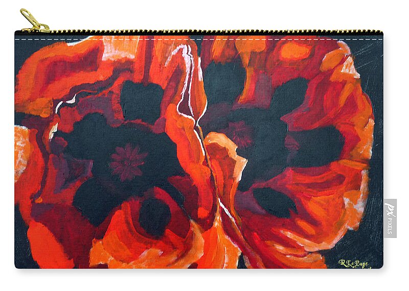 Poppies Zip Pouch featuring the painting 2 Poppies by Richard Le Page