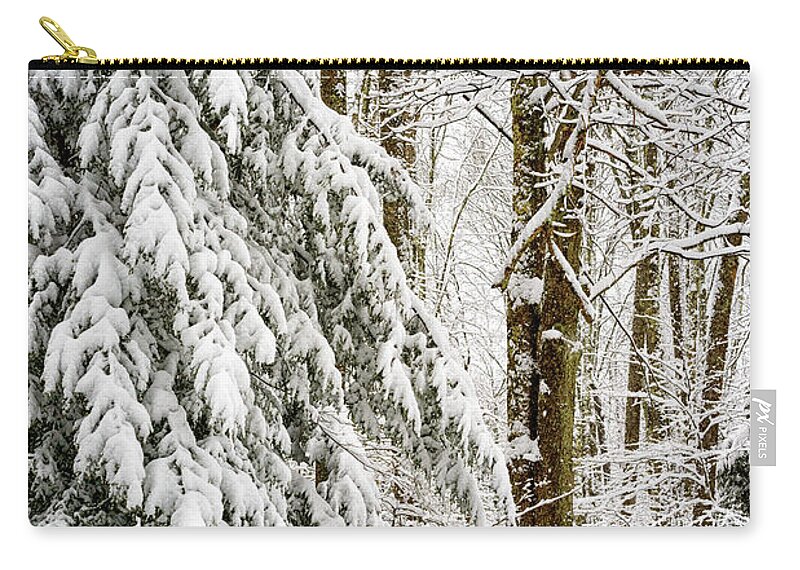 Winter Zip Pouch featuring the photograph Rail Fence and Snow #2 by Thomas R Fletcher