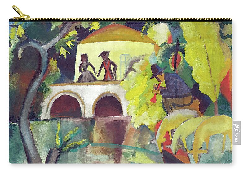 Rokoko Zip Pouch featuring the painting Rokoko #2 by August Macke