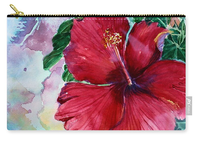Rose Of Sharon Zip Pouch featuring the painting Rose of Sharon #2 by Mindy Newman