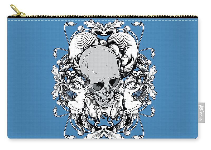 Skull Zip Pouch featuring the digital art Skull #2 by Maye Loeser
