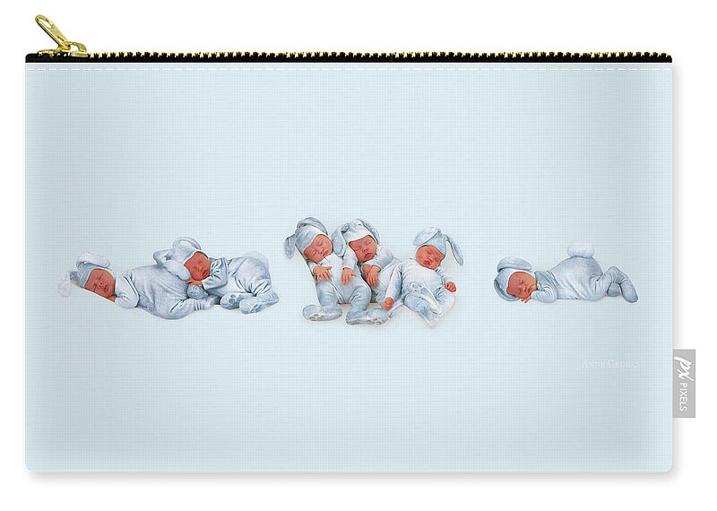 Blue Zip Pouch featuring the photograph Sleeping Bunnies #2 by Anne Geddes