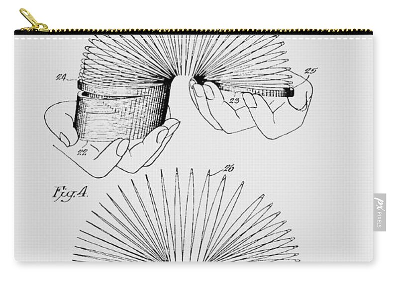Slinky Zip Pouch featuring the photograph Slinky Patent 1947 #1 by Chris Smith