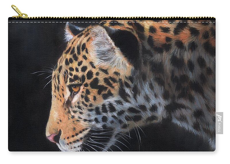 Jaguar Zip Pouch featuring the painting South American Jaguar #2 by David Stribbling
