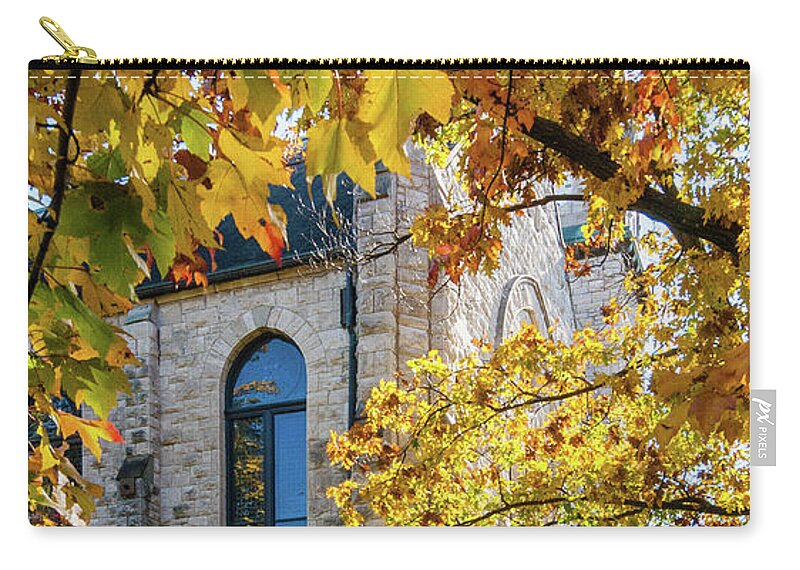 Stone Zip Pouch featuring the photograph Stone Chapel Fall #2 by Allin Sorenson
