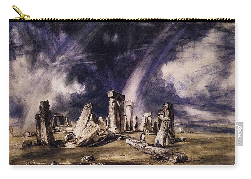 John Constable Zip Pouch featuring the painting Stonehenge #5 by John Constable
