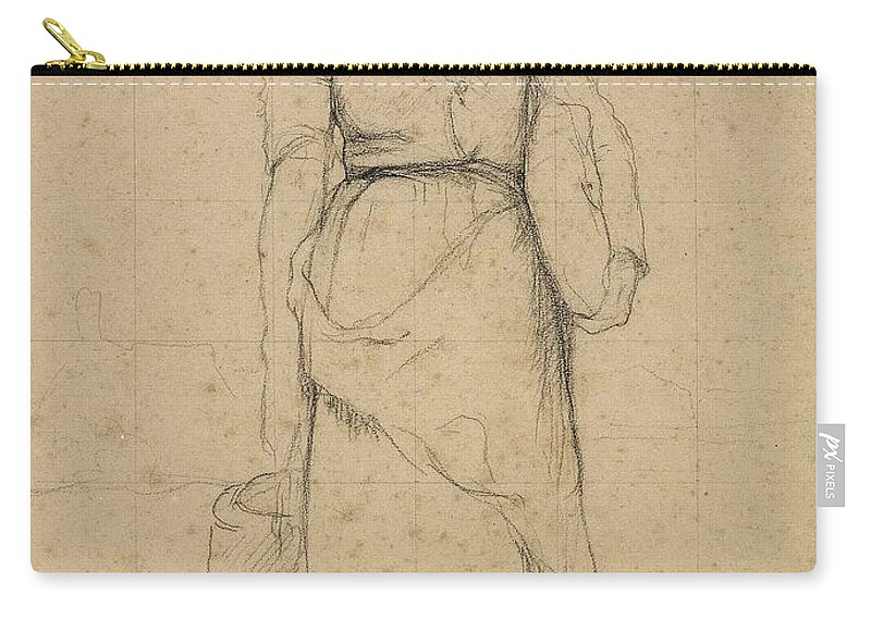 Julien DuprÉ Study Of A Peasant Woman Zip Pouch featuring the painting Study of a peasant woman #2 by MotionAge Designs