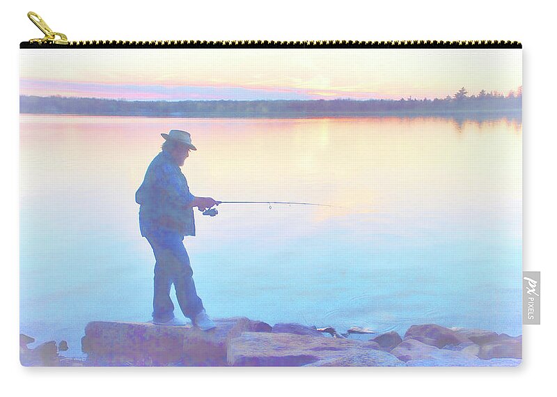 Sunrise Zip Pouch featuring the photograph Sunrise Fisherman #2 by A Macarthur Gurmankin