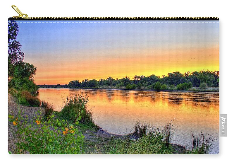 American River Zip Pouch featuring the photograph Sunset on the River #2 by Randy Wehner