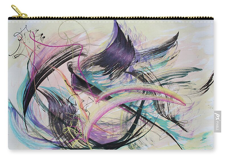 Abstract Painting Zip Pouch featuring the painting Taking Flight #2 by Asha Carolyn Young