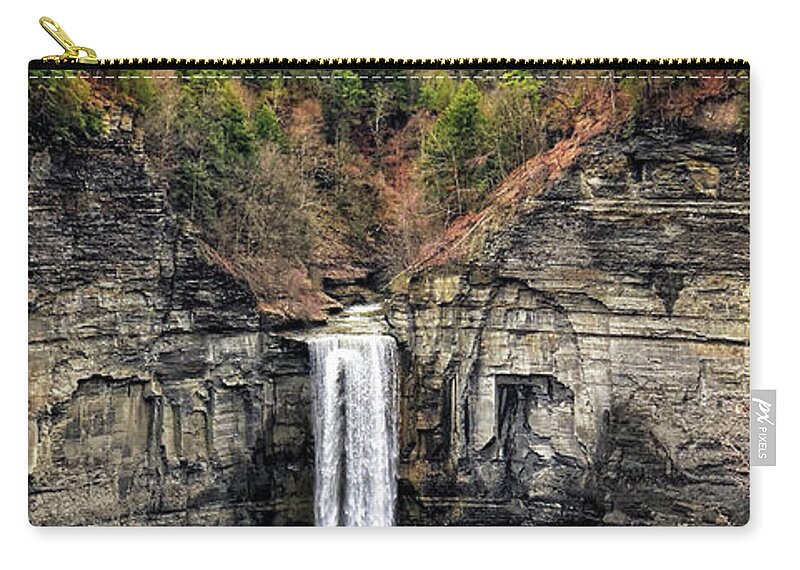 Falls Zip Pouch featuring the digital art Taughannock Falls, Ithaca, New York #2 by Amy Cicconi