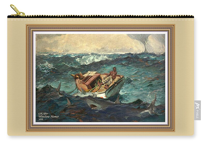 Catholic Zip Pouch featuring the digital art The Gulf Stream - After And Inspired By An Original Painting Done in 1899 By Winslow Homer. L A S #2 by Gert J Rheeders