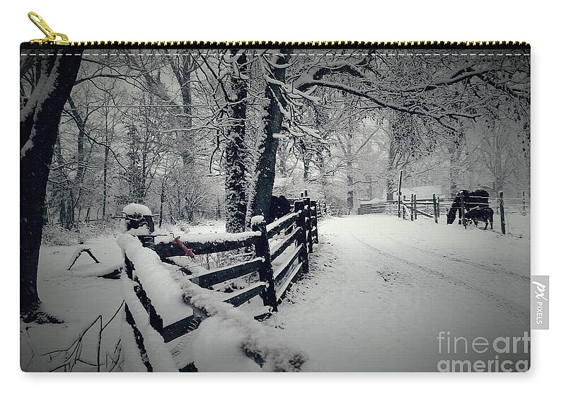 Snow Zip Pouch featuring the photograph The Path by Rabiah Seminole