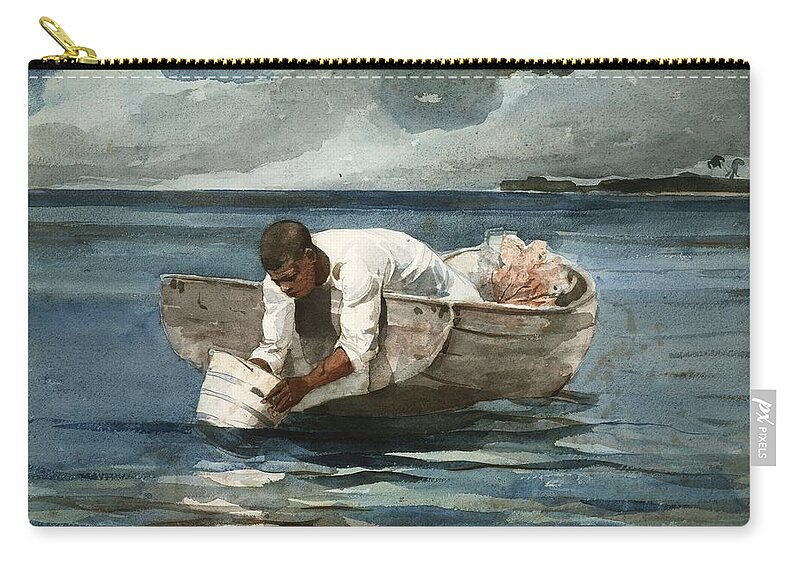Winslow Homer Zip Pouch featuring the painting The Water Fan #2 by Winslow Homer