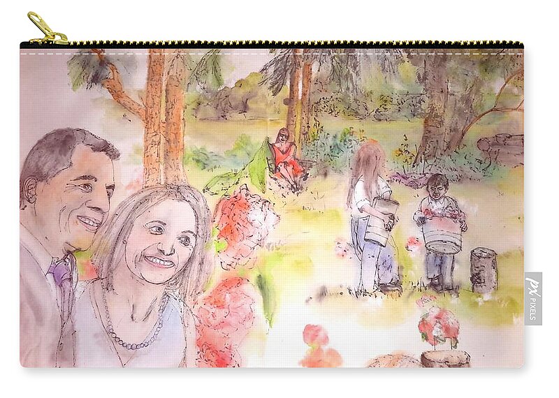 Wedding. Summer Zip Pouch featuring the painting The Wedding Album #2 by Debbi Saccomanno Chan