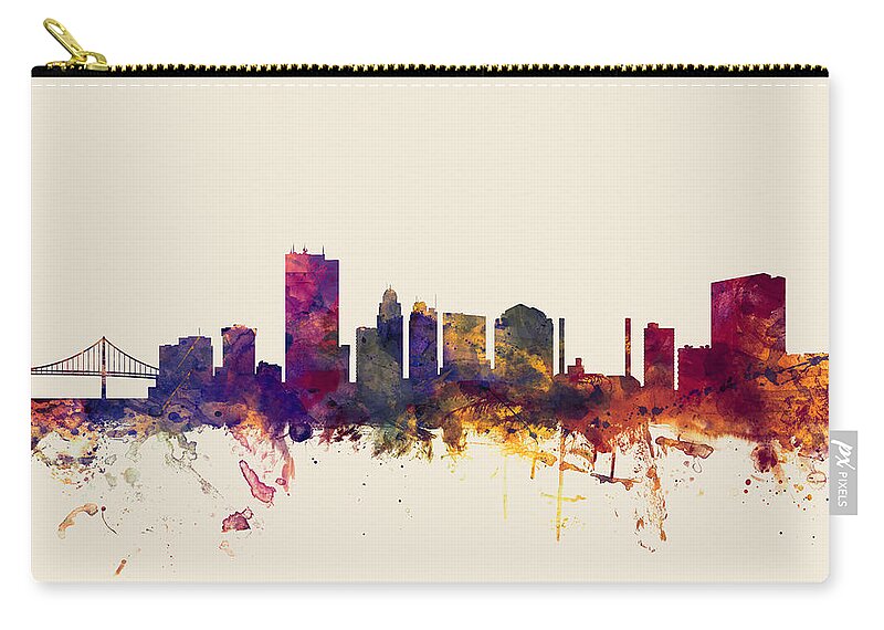City Zip Pouch featuring the digital art Toledo Ohio Skyline #2 by Michael Tompsett