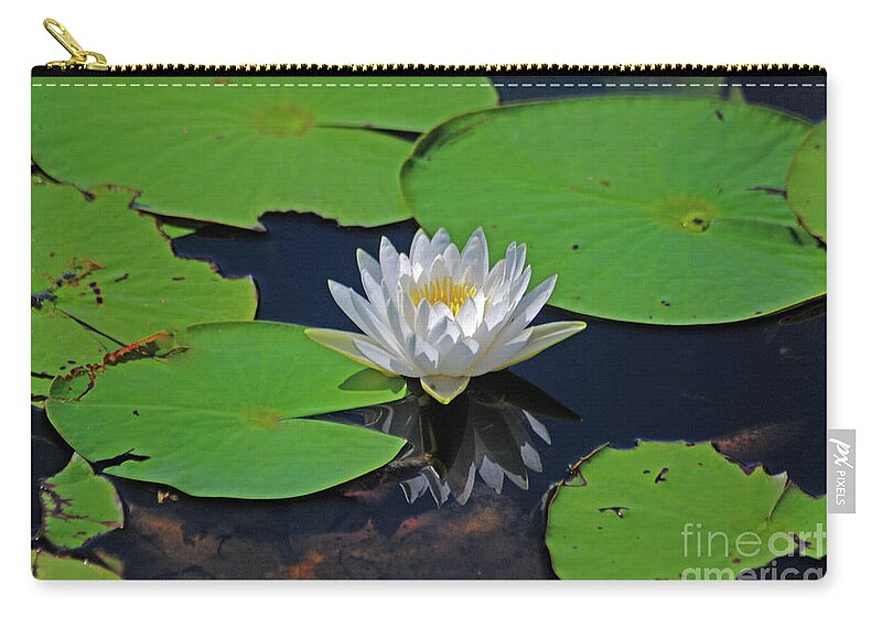 White Water Lily Zip Pouch featuring the photograph 2- White Water Lily by Joseph Keane