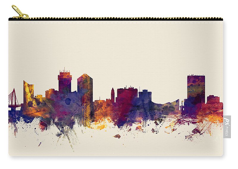 City Zip Pouch featuring the digital art Wichita Kansas Skyline #2 by Michael Tompsett