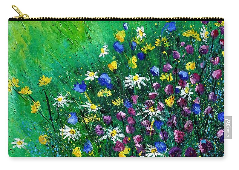 Flowers Zip Pouch featuring the painting Wild Flowers #4 by Pol Ledent