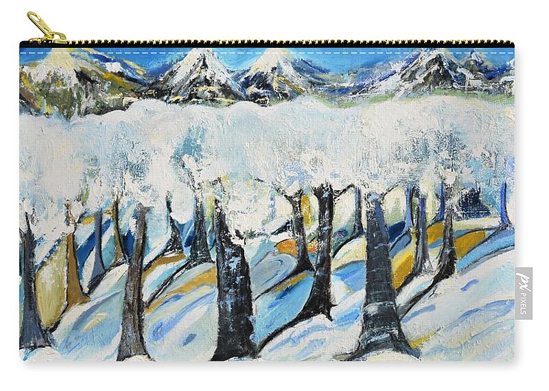 Winter Zip Pouch featuring the painting Winterland #1 by Evelina Popilian
