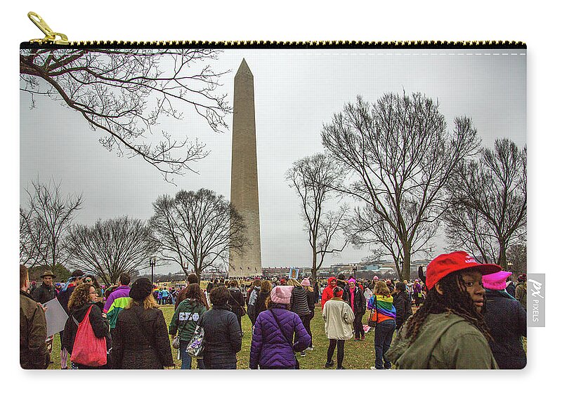 Washington Zip Pouch featuring the photograph Women's March, Washington DC, 2016 #2 by Kathleen McGinley