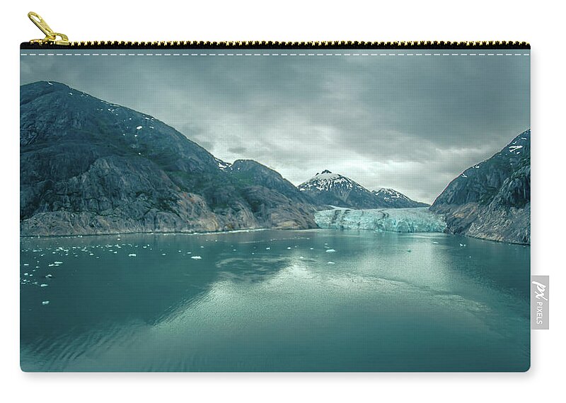 Glacier Zip Pouch featuring the photograph Magnificent Sawyer Glacier at the tip of Tracy Arm Fjord #20 by Alex Grichenko