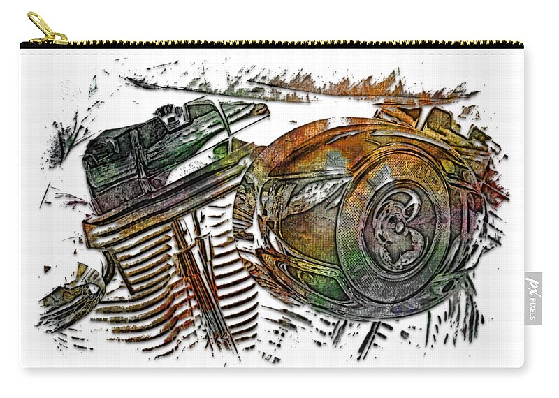 Muted Zip Pouch featuring the photograph 2007 Harley C 01 Muted Rainbow 3 Dimensional by DiDesigns Graphics