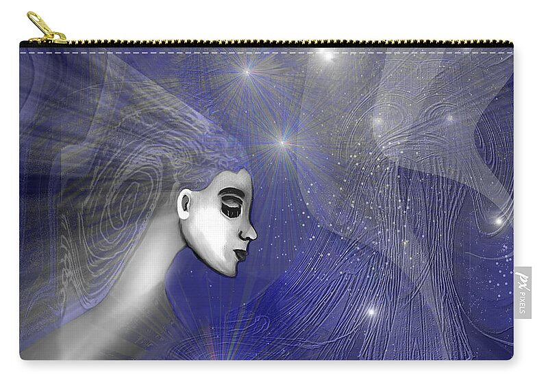 Romantic Zip Pouch featuring the painting 201 -  Traveling through veils of Universe A by Irmgard Schoendorf Welch
