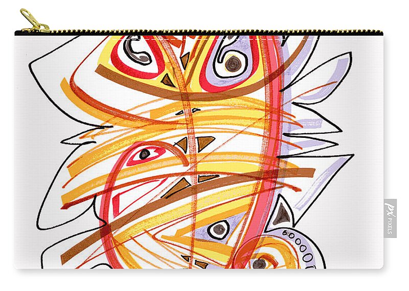 Abstract Zip Pouch featuring the drawing 2010 Drawing Three by Lynne Taetzsch