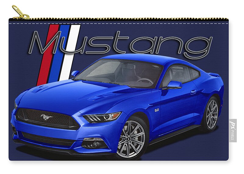 2015 Carry-all Pouch featuring the digital art 2015 Blue Mustang by Paul Kuras