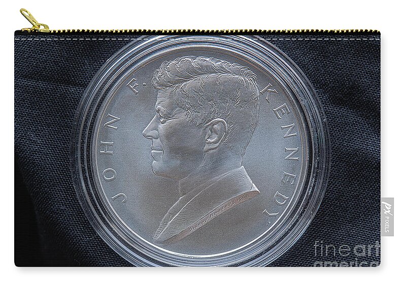2015 Coin & Chronicles Set John F. Kennedy Zip Pouch featuring the photograph 2015 Silver Presidential Medal JFK by Randy Steele