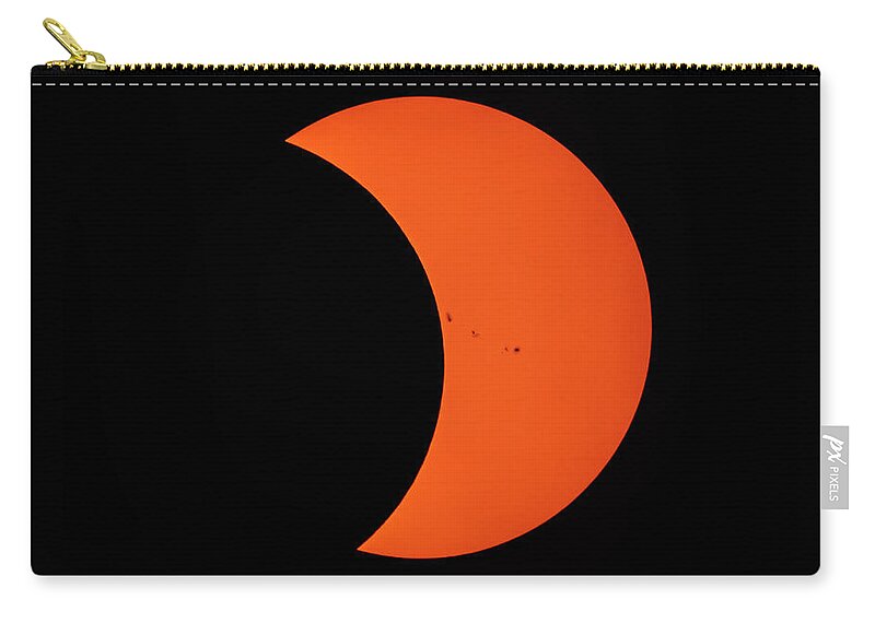 2017 Partial Solar Eclipse From New Jersey At 319 Zip Pouch featuring the photograph 2017 Partial Solar Eclipse from New Jersey at 319 by Terry DeLuco
