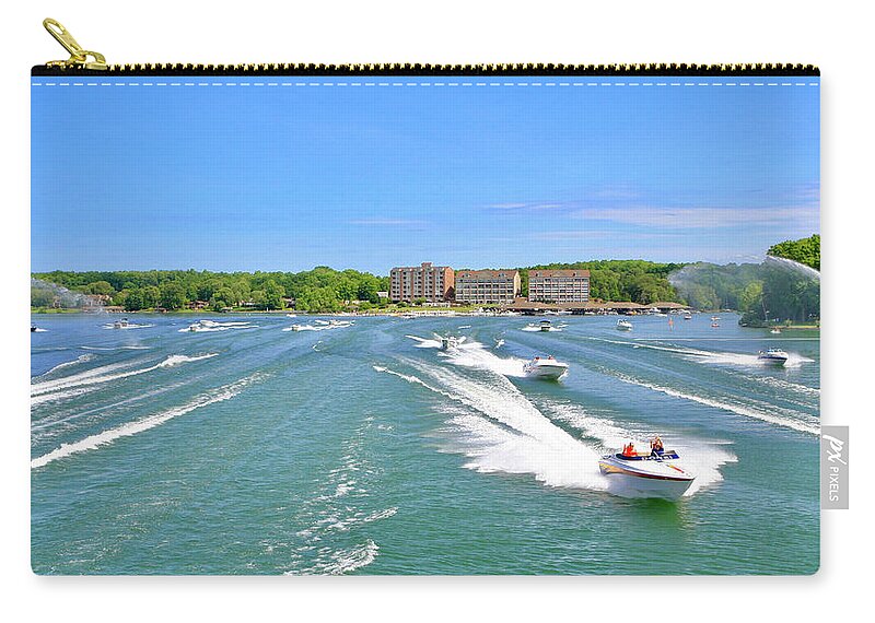 Smith Mountain Lake Poker Run Zip Pouch featuring the photograph 2017 Poker Run, Smith Mountain Lake, Virginia by The James Roney Collection