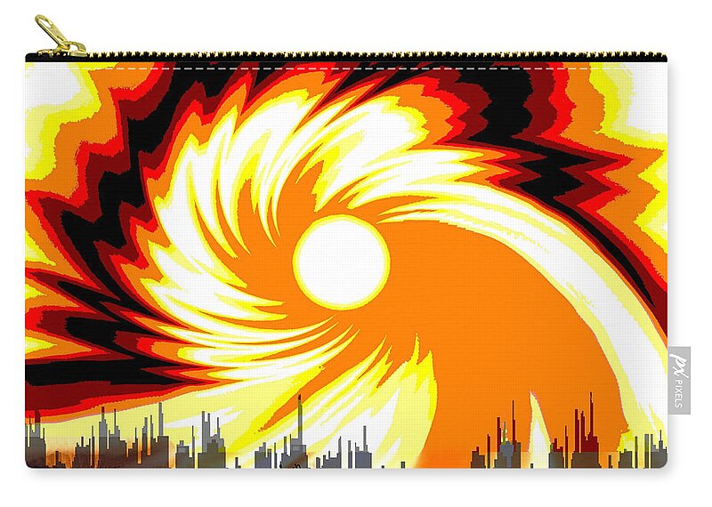  205 - Poster Climate Change 2 ... Burning Summer Sun Zip Pouch featuring the digital art 205 - Poster Climate Change 2 ... Burning Summer Sun #205 by Irmgard Schoendorf Welch