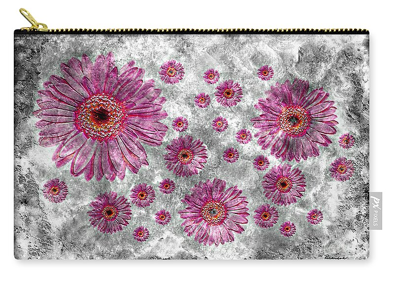 Abstract Zip Pouch featuring the painting 22a Abstract Floral Painting Digital Expressionism Art by Ricardos Creations