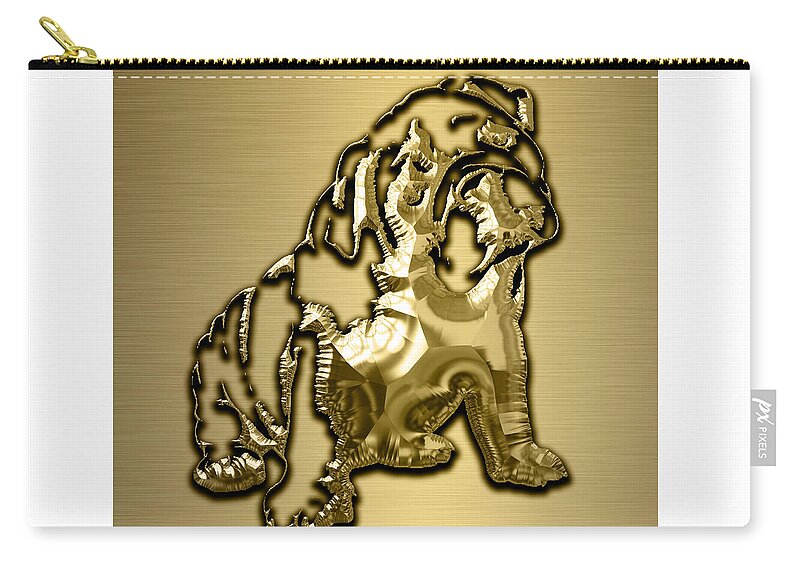 Bulldog Zip Pouch featuring the mixed media English Bulldog Collection #24 by Marvin Blaine