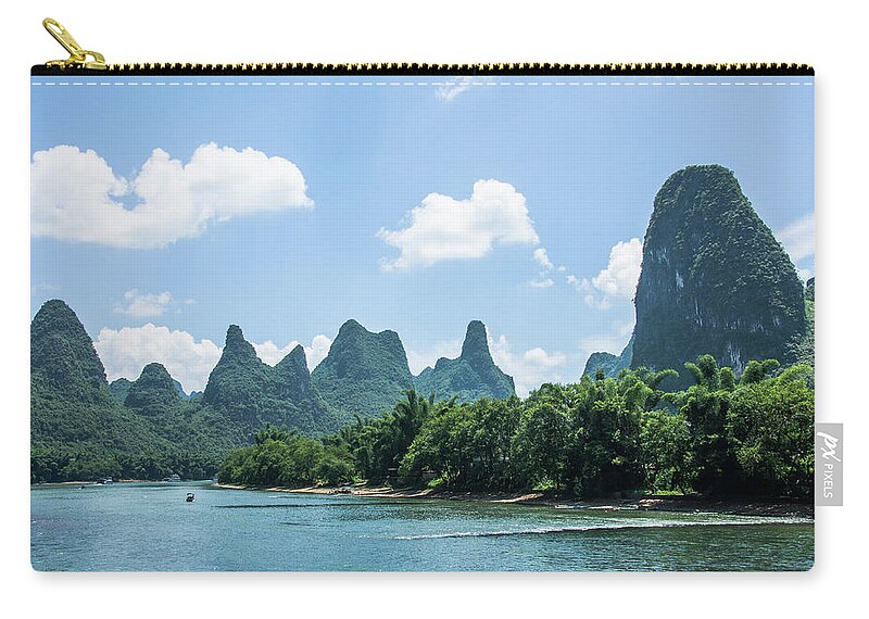 River Zip Pouch featuring the photograph Lijiang River and karst mountains scenery #25 by Carl Ning