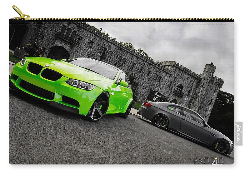 Bmw Zip Pouch featuring the digital art BMW #27 by Super Lovely