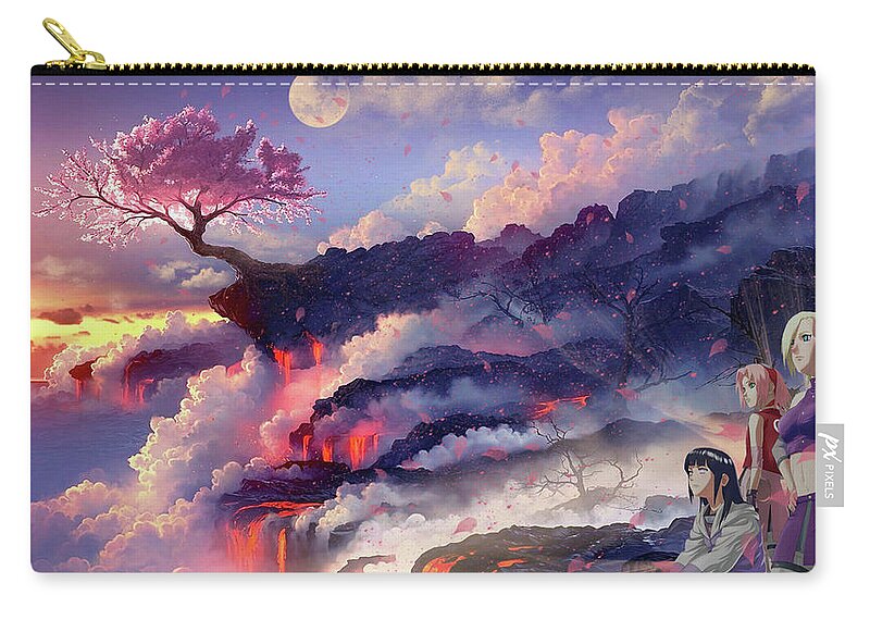 Naruto Zip Pouch featuring the digital art Naruto #27 by Maye Loeser