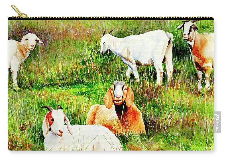 Roseville Zip Pouch featuring the painting #294 Roseville Goats #294 by William Lum