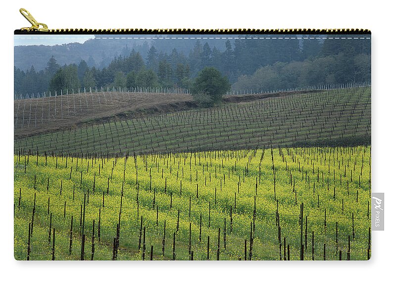 Mustard Zip Pouch featuring the photograph 2B6320 Mustard in Vinyards by Ed Cooper Photography