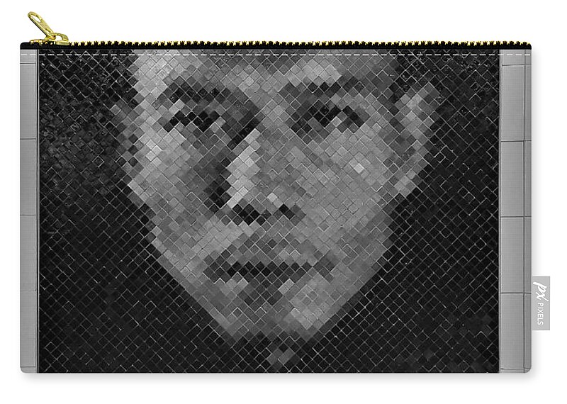 Art Zip Pouch featuring the photograph 2nd Ave Subway Art Man B W by Rob Hans