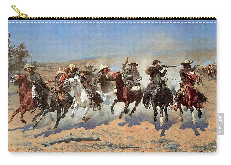 A Dash For The Timber Zip Pouch featuring the photograph A Dash for the Timber by Frederic Remington