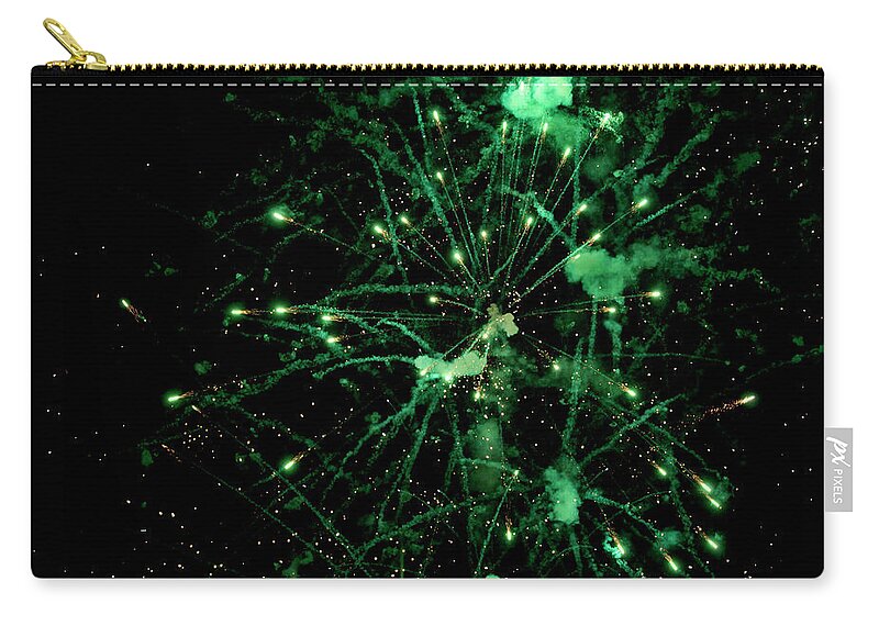 Black Zip Pouch featuring the photograph A shining colorful firework #3 by Gina Koch