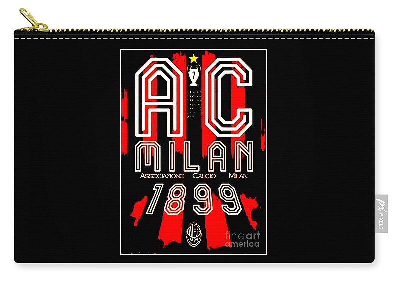 Ac Milan Zip Pouch featuring the digital art Ac Milan #3 by Marco Poloy