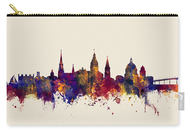 Annapolis Zip Pouch featuring the digital art Annapolis Maryland Skyline #3 by Michael Tompsett
